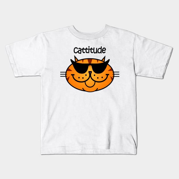 Cattitude 2 - Ginger Snap Kids T-Shirt by RawSunArt